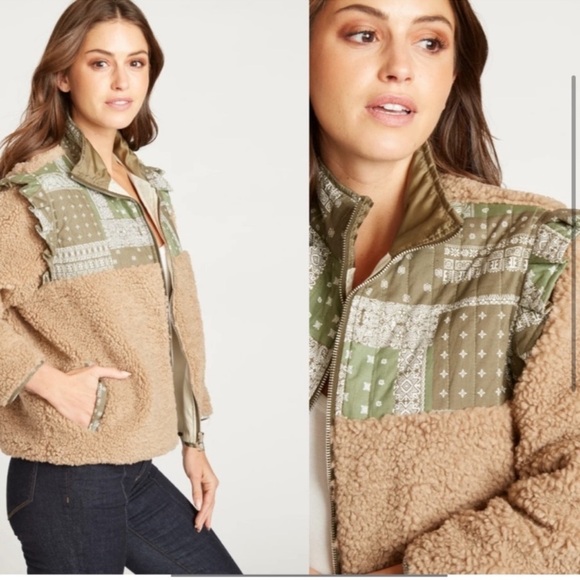 Driftwood × Free People Sherpa Fleece Jacket in Olive Bandana - Picture 6 of 7
